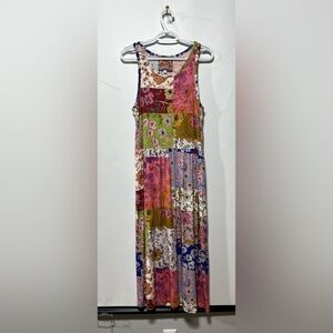 Johnny Was Cosmo Easy Fit Patchwork Floral Midi‎ Dress Women’s Size Small